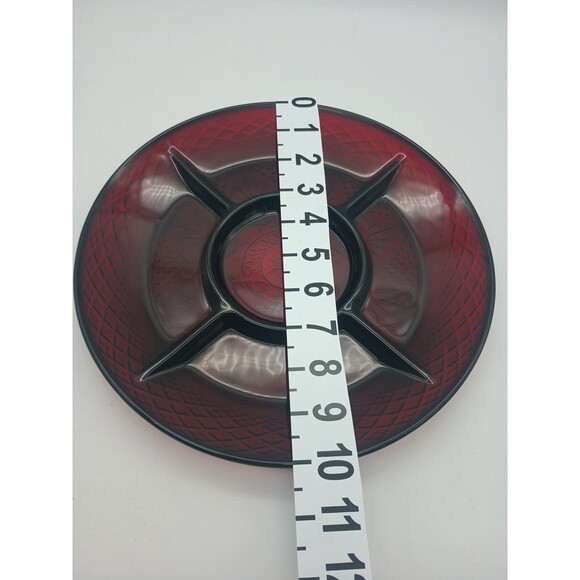 Vintage Arcoroc France Luminarc Ruby Red Glass Divided Relish Plate/Platter 10" - Picture 4 of 5